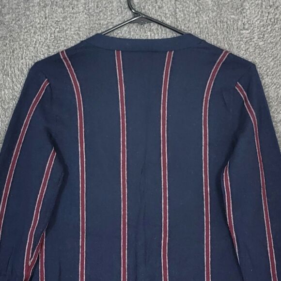 Ralph Lauren Rugby Cardigan Sweater Womens Small Blue Striped 100% Merino Wool - Picture 8 of 12